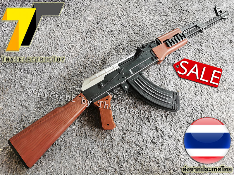 ปืนอัดลมพลาสติก AK47 ชักยิงทีล่ะนัด หนัก 470 กรัม ยาว 73 ซม. มีเลเซอร์ ใช้ลูกกระสุนพลาสติก 6 มิล