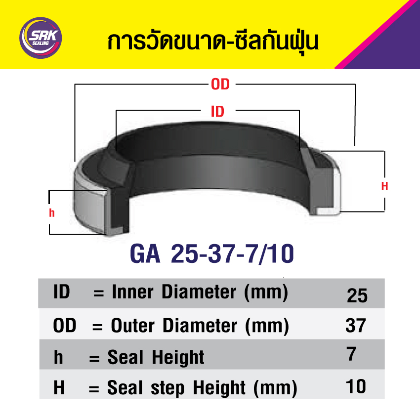 GA 25-37-7/10 ซีลกันฝุ่นขอบเหล็ก ซีลกวาดฝุ่น ซีลรูดฝุ่น(NBR) Wiper SEAL ( 1ชิ้น)