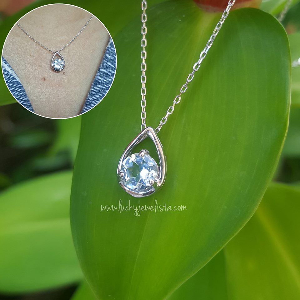 จี้พลอยบลูโทแพซ Blue Topaz สีฟ้าสดใส วันศุกร์