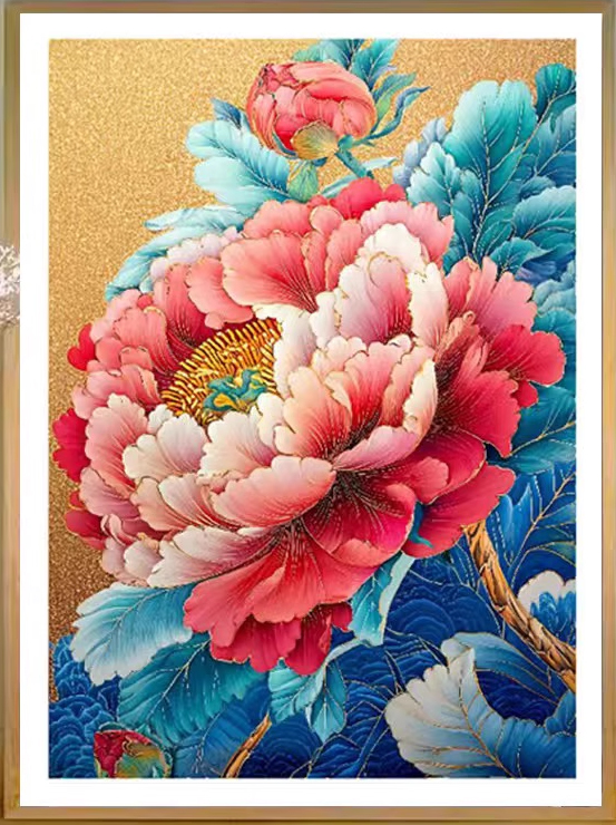 botan-1009 *พร้อมส่ง* ชุดปักครอสติช ลายช่อโบตั๋น (ปักเต็มผืนผ้า ไม่มีเดินเส้น ผ้า11CTพิมพ์ลาย ปัก 3 เส้นเล็ก) ขนาด 50*70 ซม.ผ้าครอสติช 11CTพิมพ์ลายปักบนผ้า ไหมคอตตอน 29 สี ผังลาย เข็ม