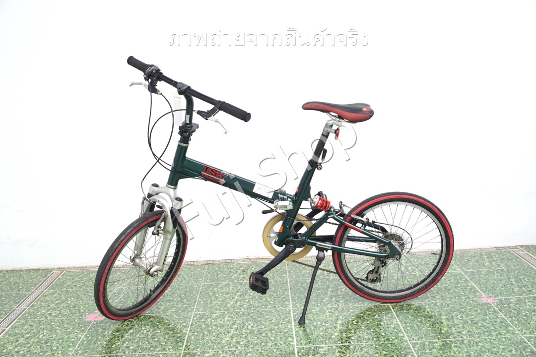 จักรยานพับได้ญี่ปุ่น - ล้อ 20 นิ้ว - มีเกียร์ - อลูมิเนียม - มีโช๊ค - Bridgestone Transit TS-7- สีเขียว [จักรยานมือสอง]