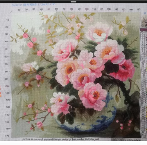 botan-1129 *สินค้าหมด* ชุดปักครอสติช ลายโบตั๋นในแจกันลายคราม (ปักเต็มผืนผ้า ไม่มีเดินเส้น ผ้า11CTพิมพ์ลาย ปัก 3 เส้นเล็ก) ขนาด 50*50 ซม.ผ้าครอสติช 11CTพิมพ์ลายปักบนผ้า ไหมคอตตอน 60 สี ผังลาย เข็ม