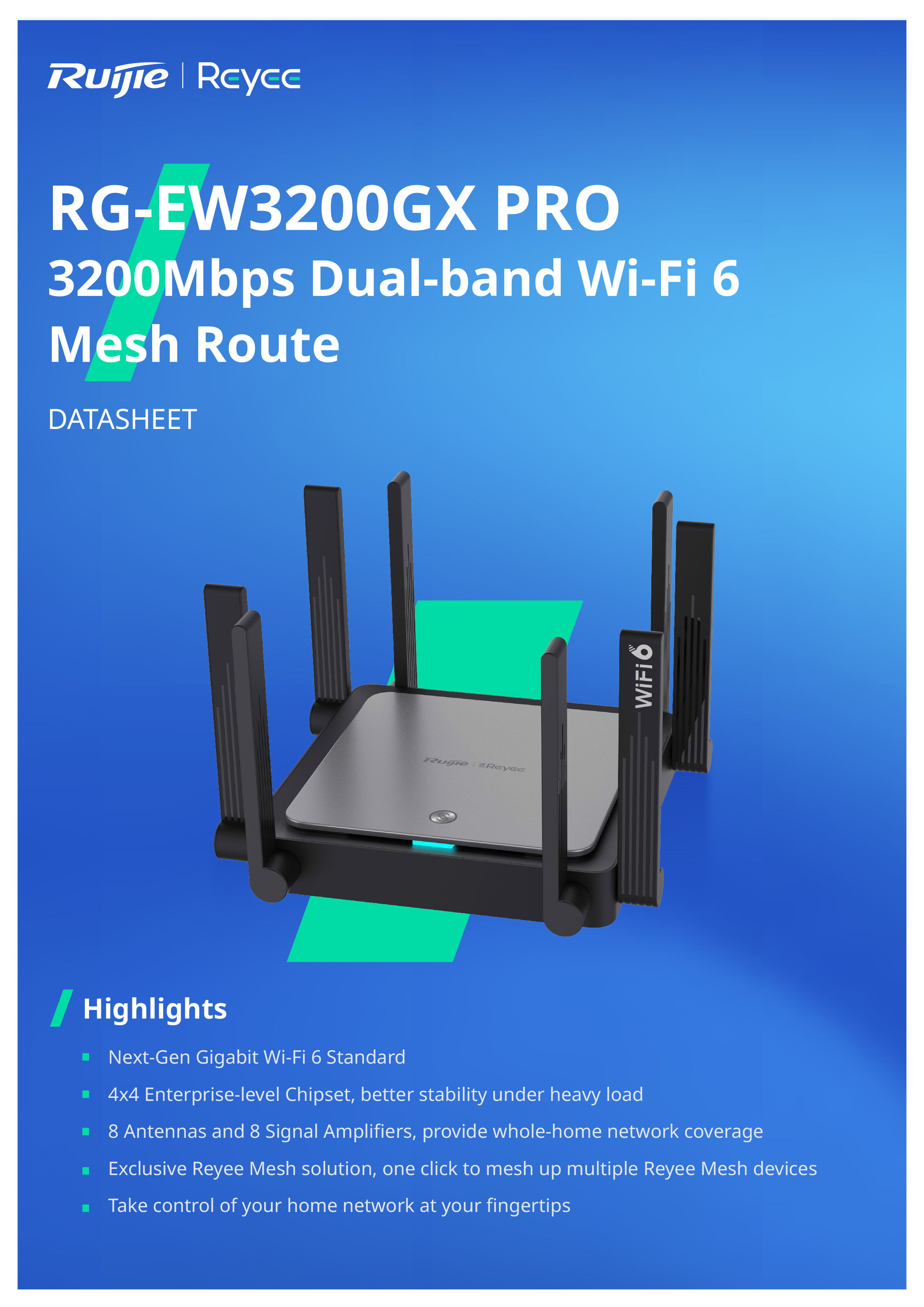 RUIJIE RG-EW3200GX PRO / CLOUD ROUTER 3200Mbps, Wi-Fi 6, Mesh Dual Band 2.4/5 GHz BY BILLIONAIRE SECURETECH RG-EW3200GX PRO