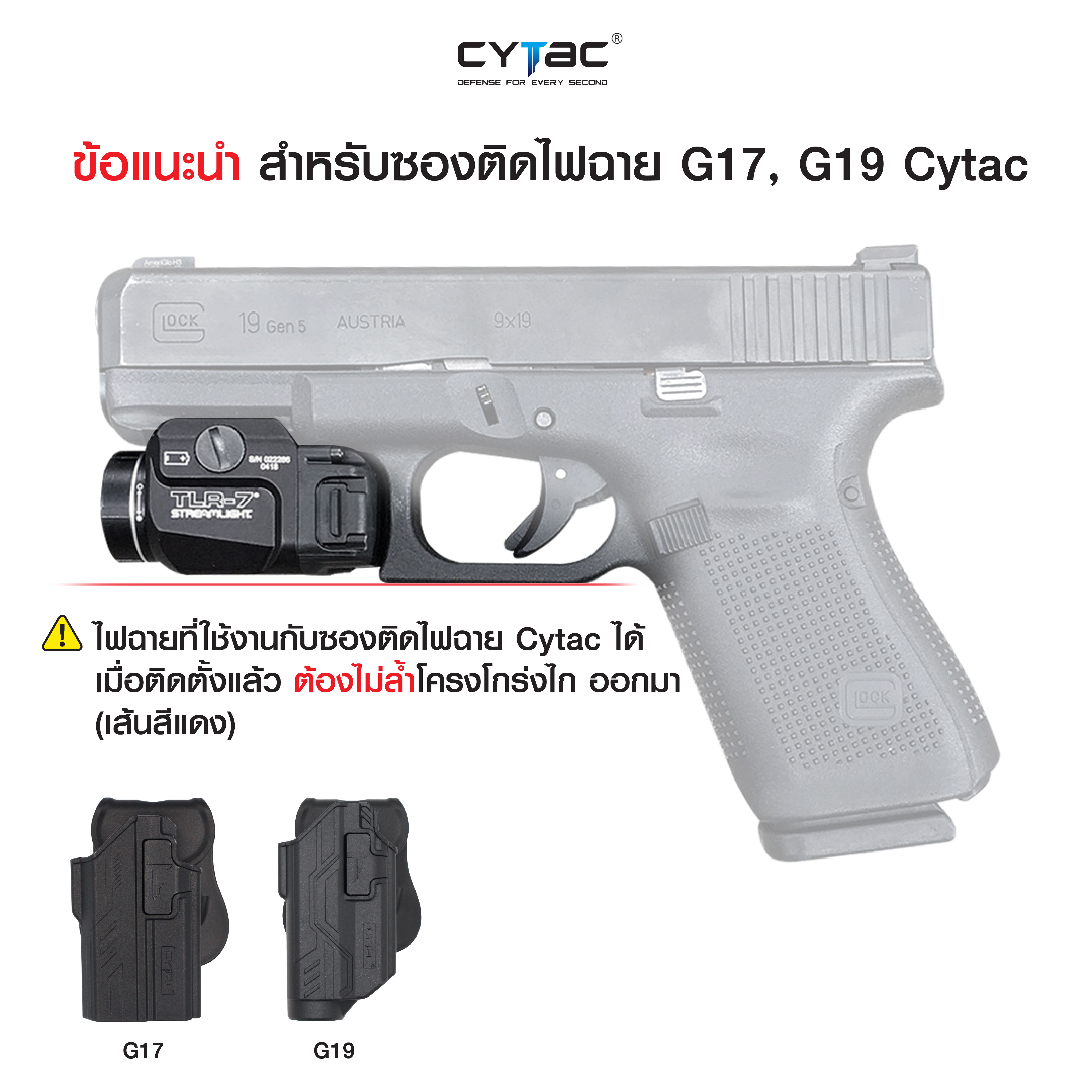 CYTAC ซองปืน G17 ติดไฟฉาย