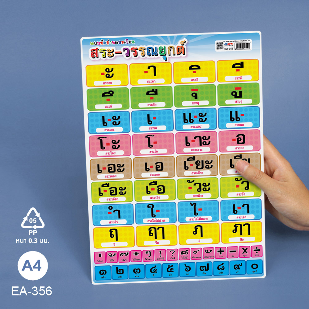 โปสเตอร์ความรู้ สระ-วรรณยุกต์ไทย ขนาดA4 EA-356