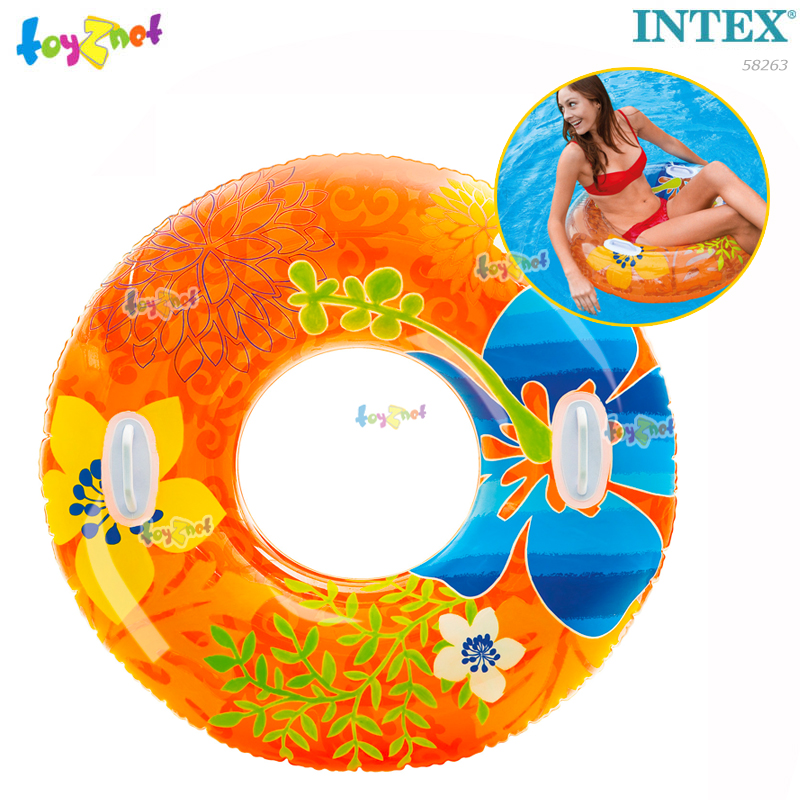 Intex ส่งฟรี ห่วงยางลายใบไม้ 38 นิ้ว (97 ซม.) ดอกชบา รุ่น 58263