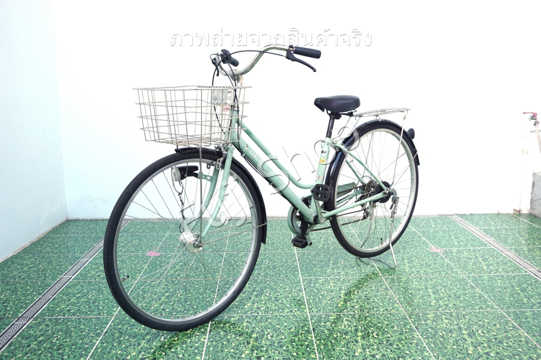 จักรยานแม่บ้านญี่ปุ่น - ล้อ 27 นิ้ว - เกียร์ 6 สปีด - ไฟหน้าอัตโนมัติ - สีเขียว [จักรยานมือสอง]