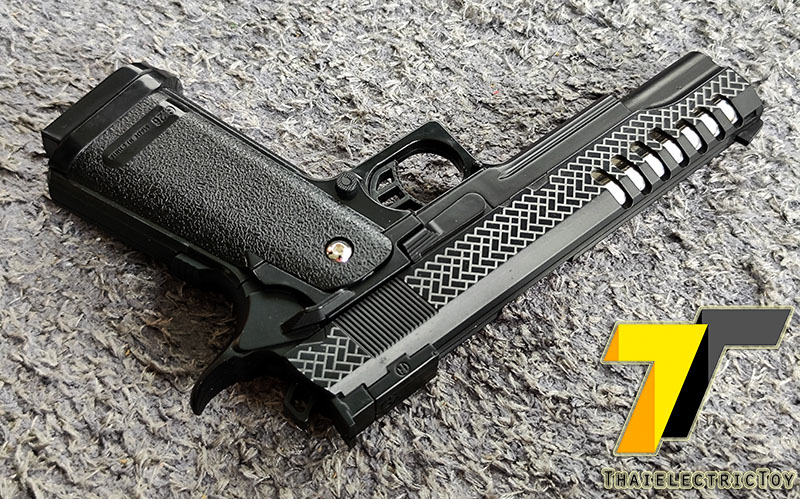 ปืนอัดลมเหล็ก K7-C ชักยิงทีล่ะนัด ลำกล้องยาว 7.5 นิ้ว หนัก 461 กรัม ใช้ลูกกระสุนพลาสติก 6 มิล