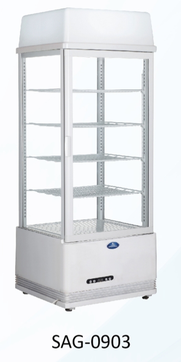 ตู้โชว์เครื่องดื่ม กระจก 4 ด้าน แบบ 5 ชั้น Sanden intercool ขนาด 98ลิตร