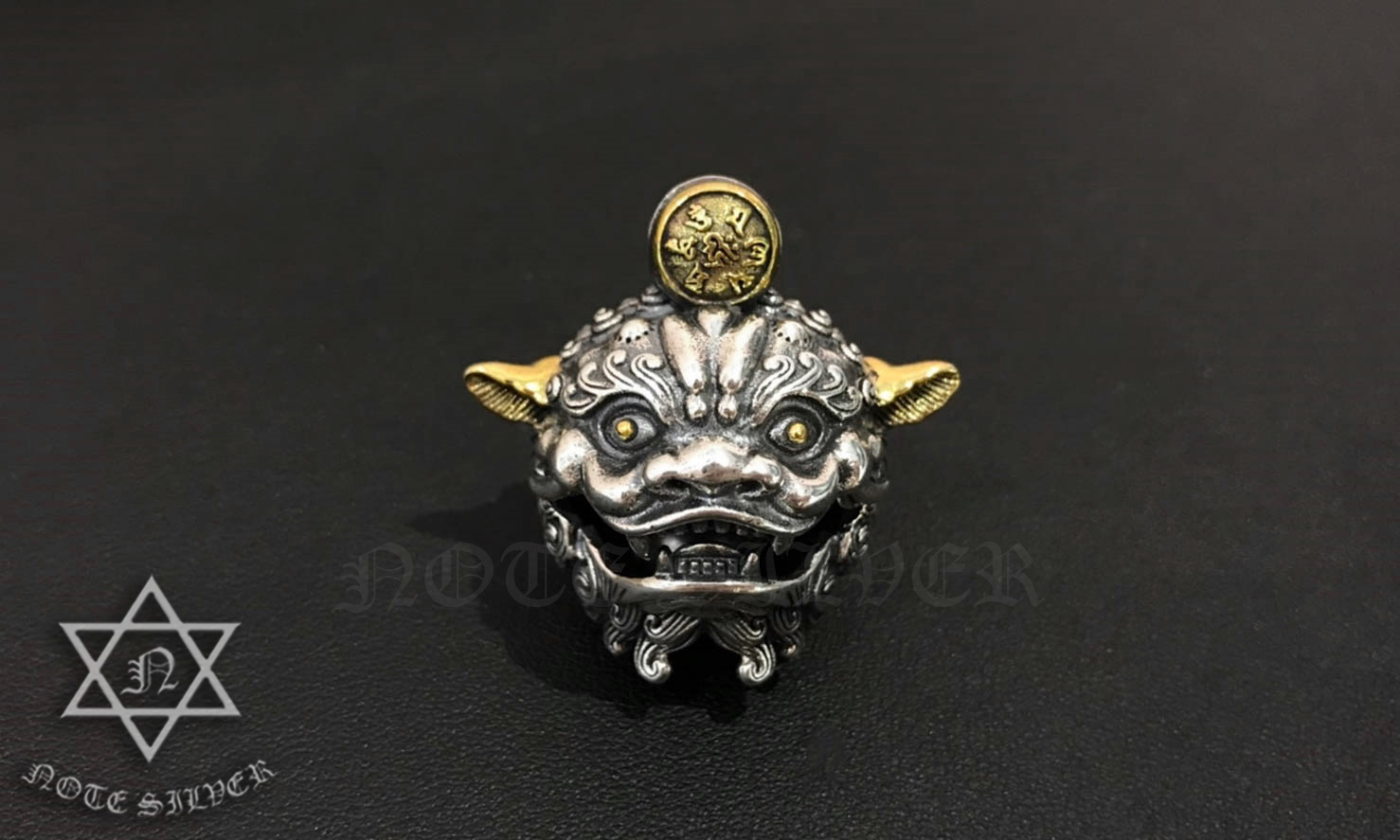 จี้เงินแท้ หน้าสิงโตจีน (กระพรวน) Sterling Silver 925 NSPD2276