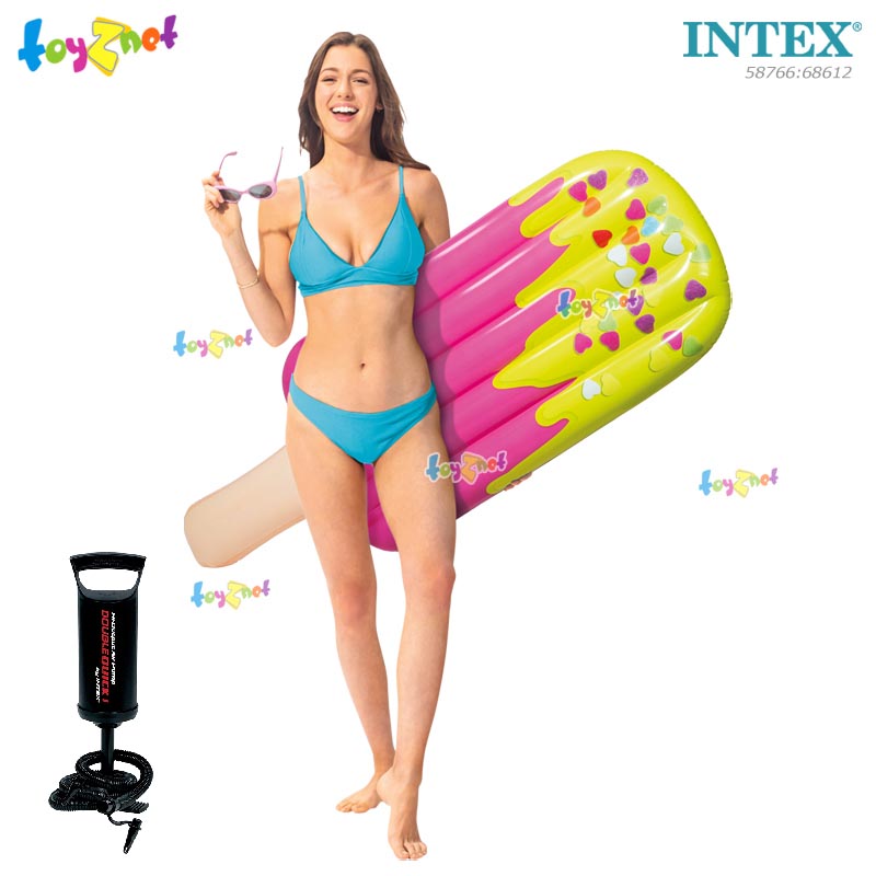 Intex Popsicle Float 1.83x0.66 m. New Bright Pink no.58766 + DQI Air Pump