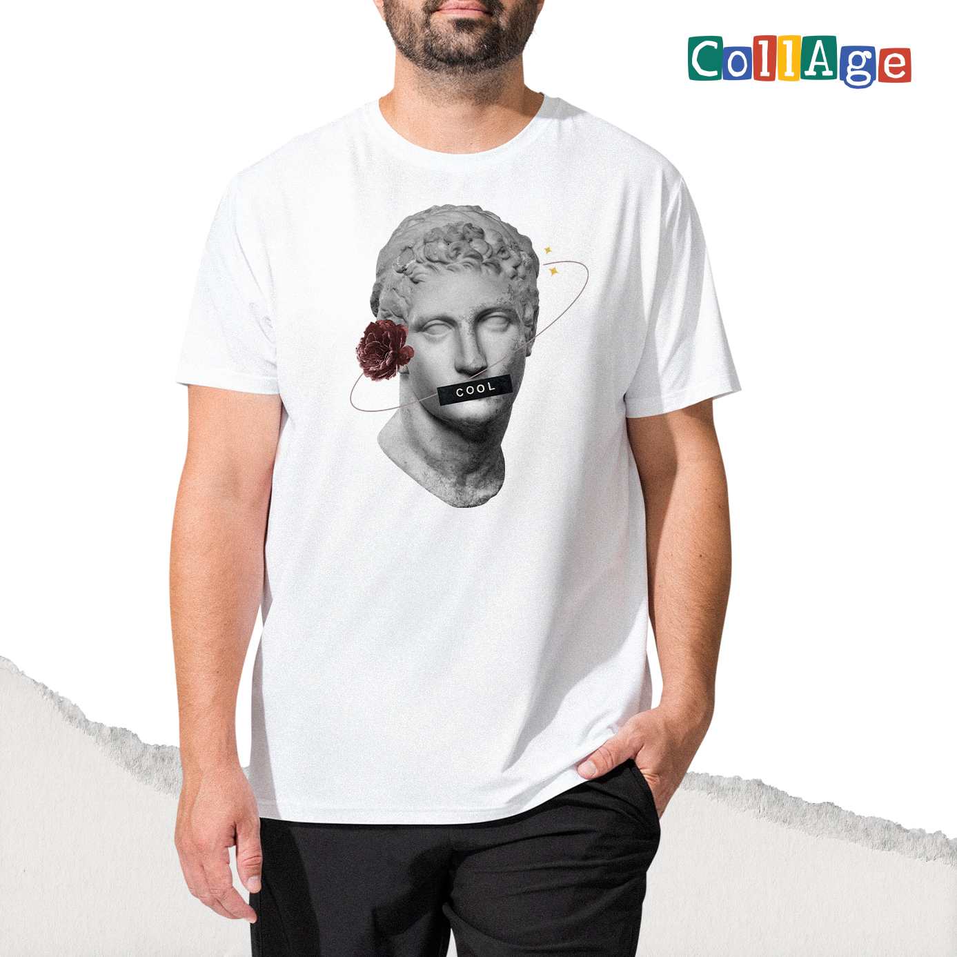 เสื้อยืด พิมพ์ลาย T-SHIRT Collage COOL II CEA00468 สีขาว #เสื้อยืด #Collage #SHOPTER