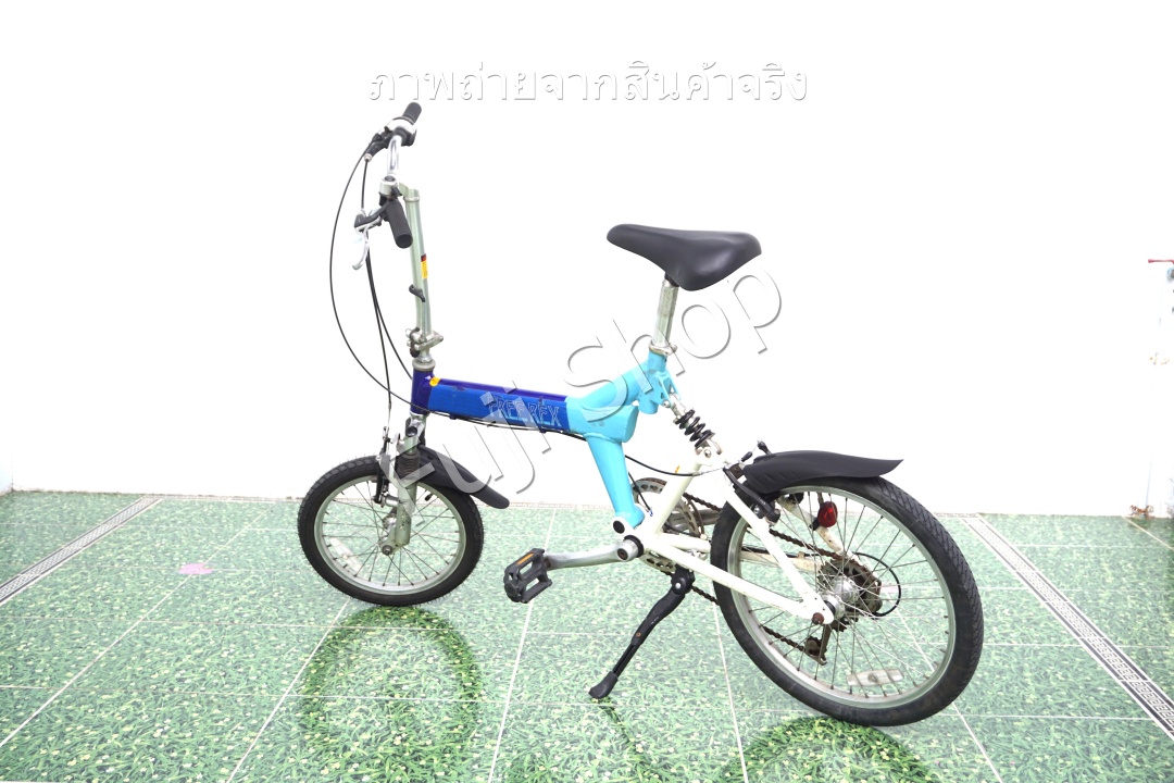 จักรยานพับได้ญี่ปุ่น - ล้อ 16/20 นิ้ว - มีเกียร์ - อลูมิเนียม - มีโช๊ค - Free Rex - สีน้ำเงิน [จักรยานมือสอง]