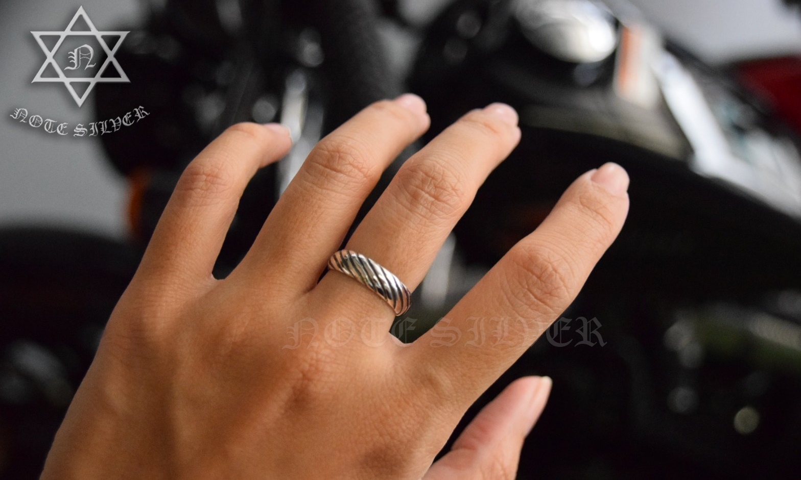 แหวนเงินแท้ลายเกลียว Sterling Silver 925 NSRG2183