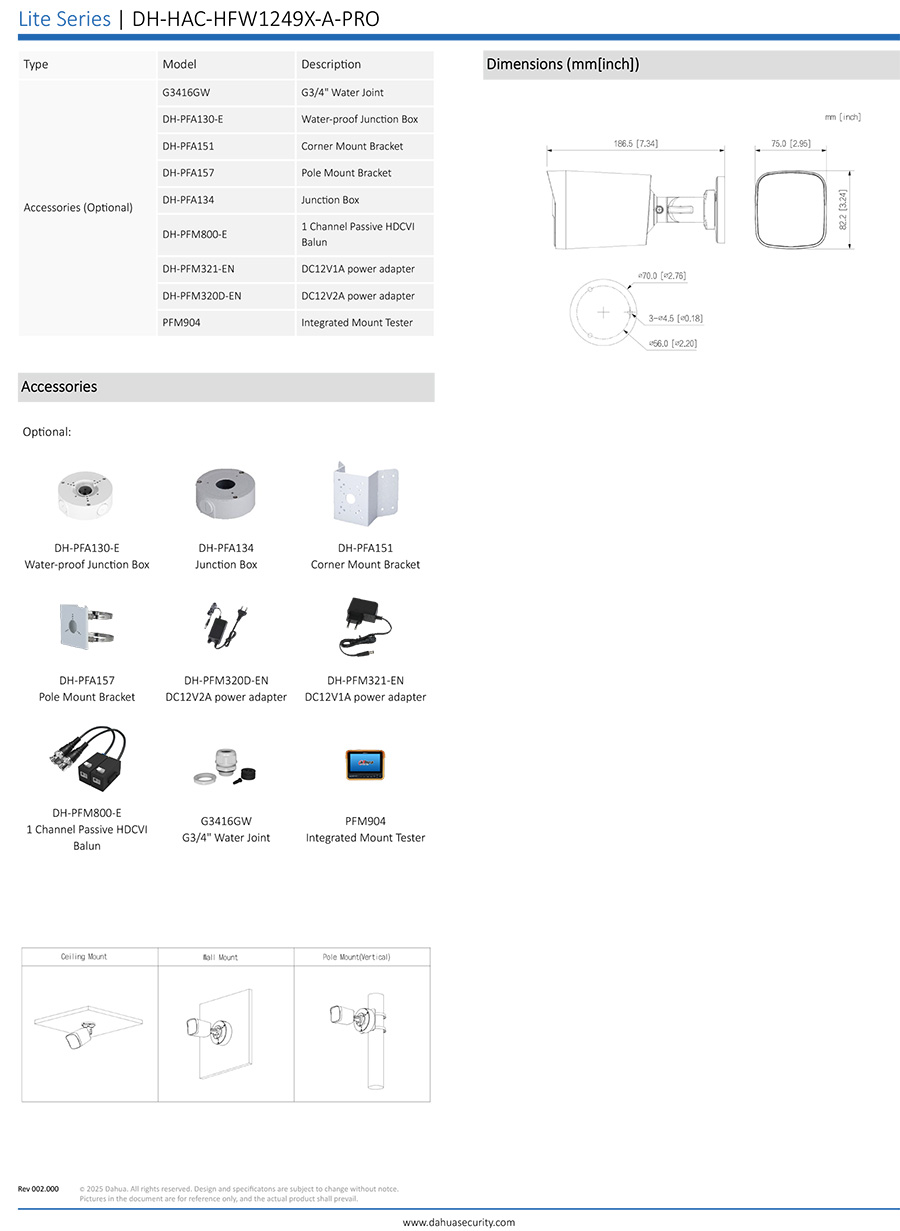 DAHUA HAC-HFW1249X-A-PRO (2.8/3.6mm.) กล้องวงจรปิด HDCVI 2MP WizColor ภาพสีกลางคืนสว่างเหมือนกลางวัน, Dual Mic, IP67 BY BILLIONAIRE SECURETECH HAC-HFW1249X-A-PRO