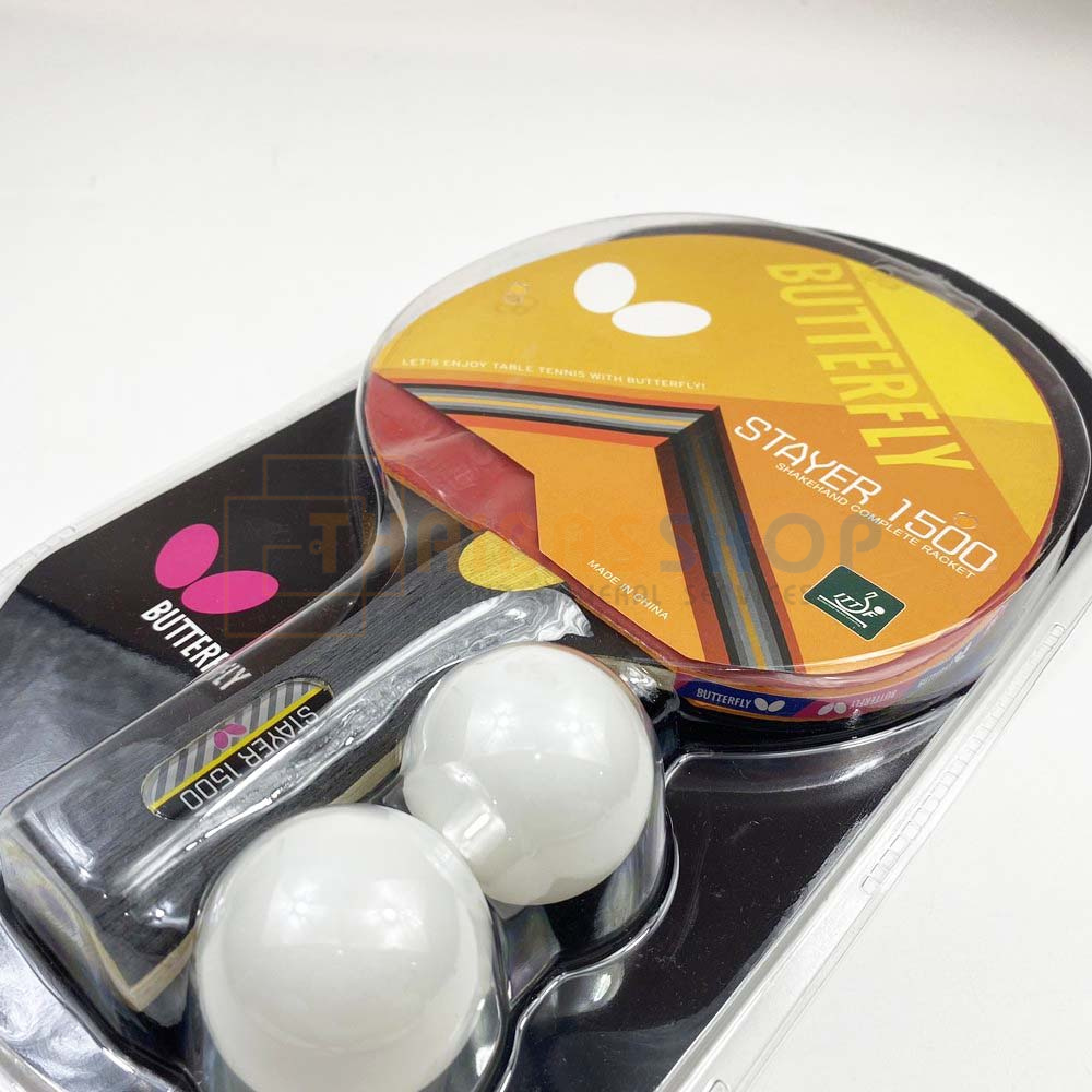 (ของแท้ 100%) Butterfly ไม้ปิงปอง รุ่น Stayer 1500 Butterfly Tabletennis แถมลูกปิงปอง butterfly