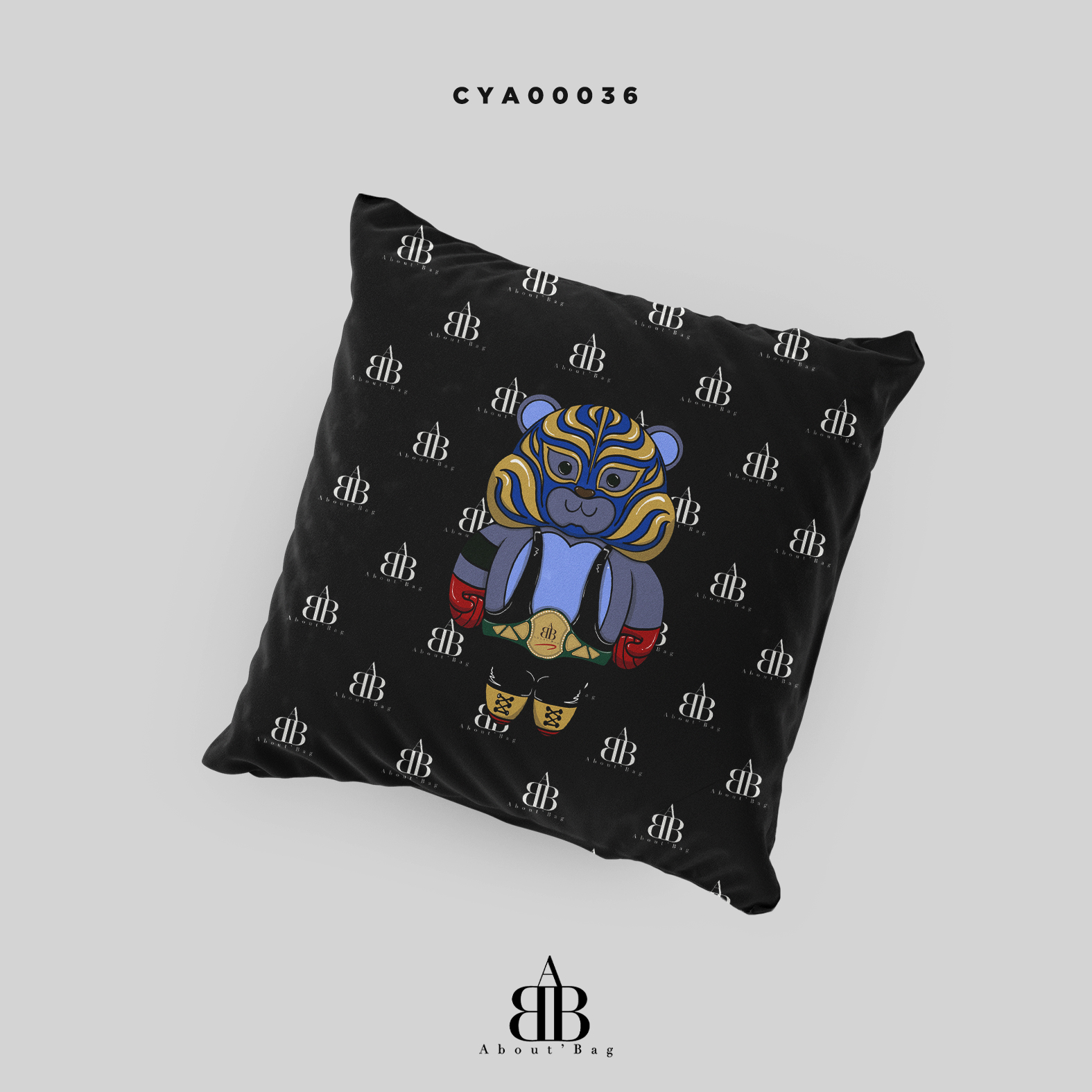 หมอนอิงพิมพ์ลาย BearsWrestler สีดำ I CYA00036 #AboutBag