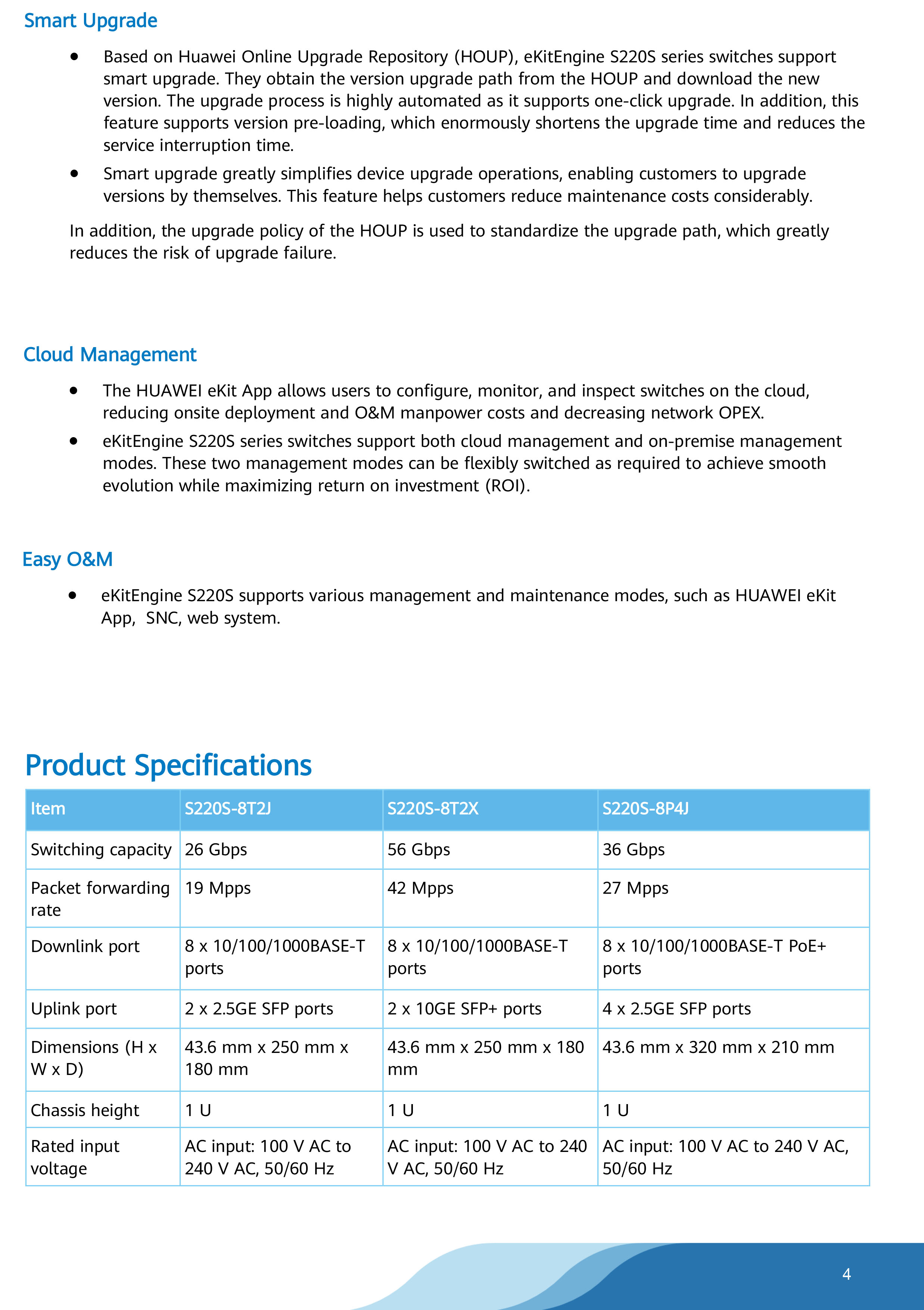 HUAWEI S220S-8P4J : eKitEngine 8 Port GIGABIT POE Switch + 4 SFP Port BY BILLIONAIRE SECURETECH S220S-8P4J