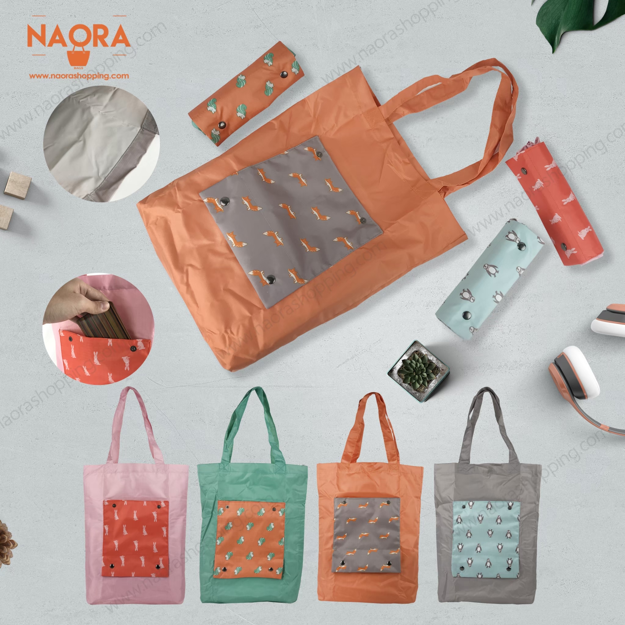 กระเป๋า Shopping Bag 2Tone พับได้