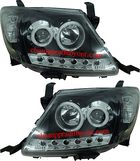 ไฟหน้าโปรเจคเตอร์ TOYOTA VIGO 04-11 ดำ วงแหวน LED ยาว