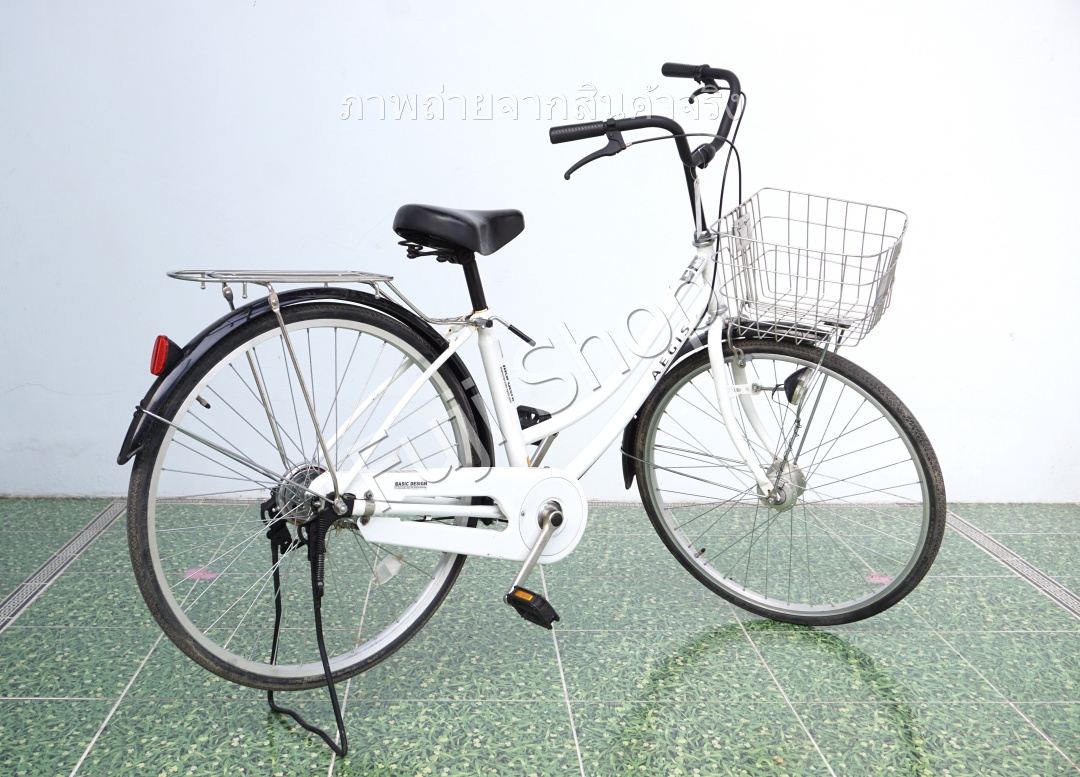 จักรยานแม่บ้านญี่ปุ่น - ล้อ 26 นิ้ว - ไม่มีเกียร์ - ไฟหน้าอัตโนมัติ - สีขาว [จักรยานมือสอง]