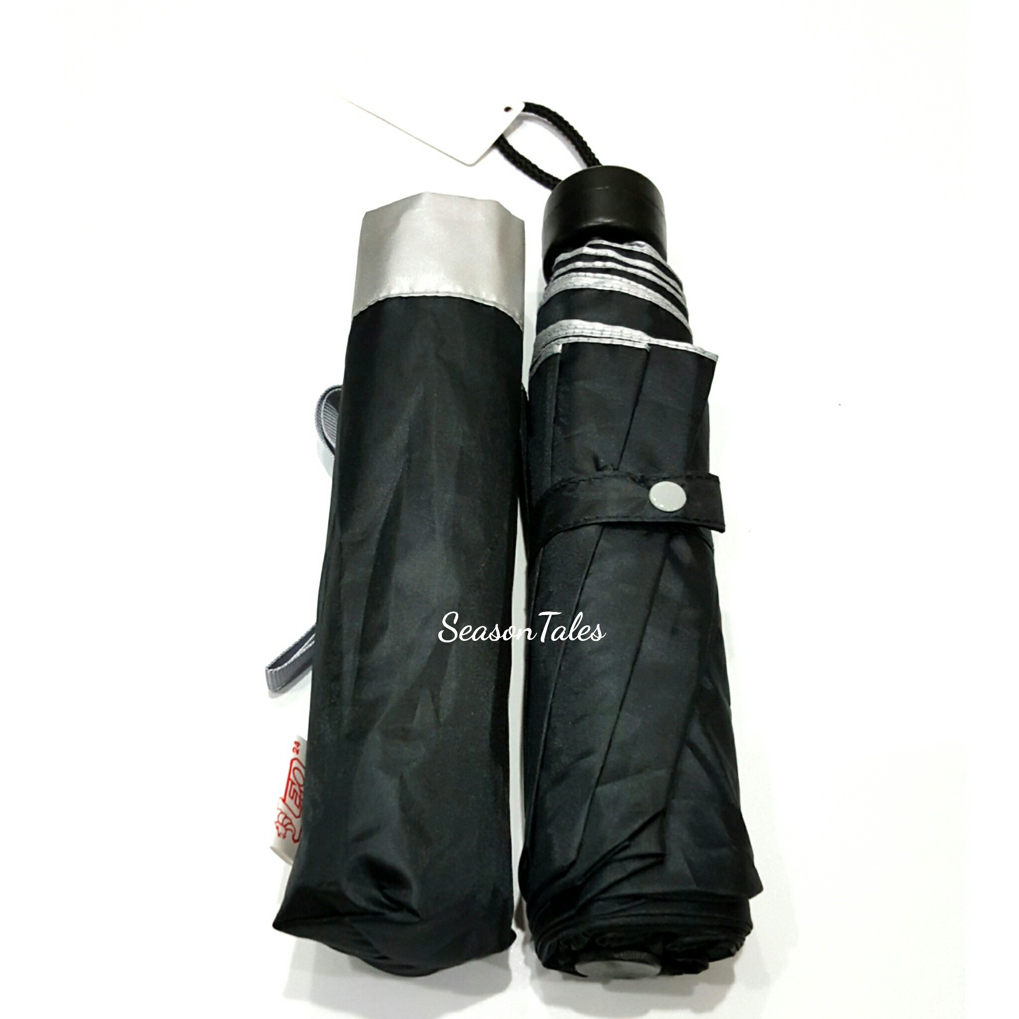 ร่มพับ สีพื้น สีดำ ร่ม 3 ตอน กันUV