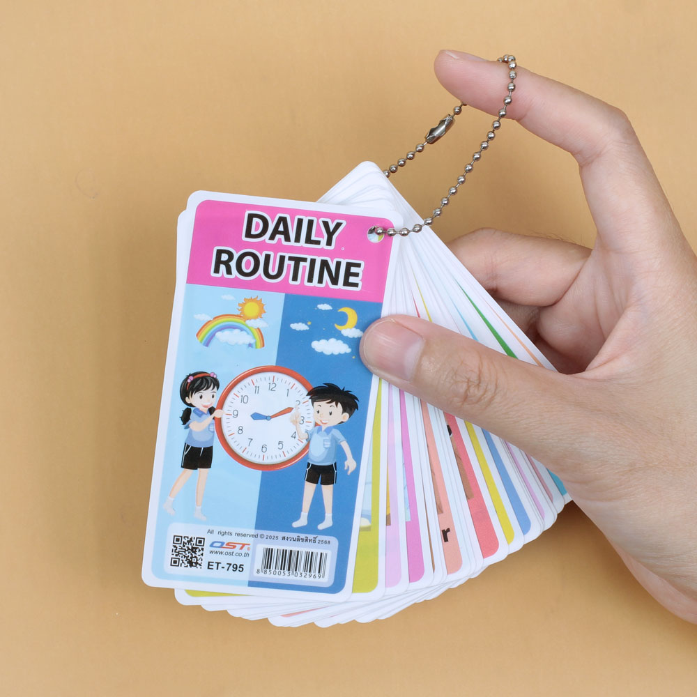 ชุดบัตรคำพกพา Flashcards 24 ใบ ET-796 คำศัพท์กิจวัตรประจำวัน Daily Routine