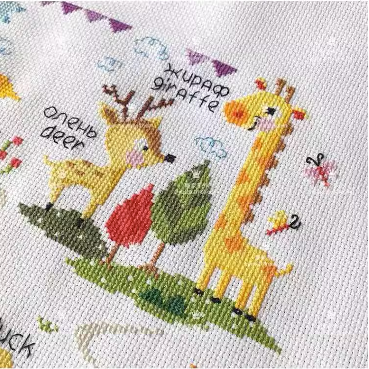 animal-1101 *สินค้าหมด* ชุดปักครอสติช ลายแผนที่สัตว์น้อย (ผ้า11CTพิมพ์ลาย ปัก 3 เส้นเล็ก) ขนาด 70*48 ซม.ผ้าครอสติช 11CTพิมพ์ลายปักบนผ้า ไหมคอตตอน 25 สี ผังลาย เข็ม