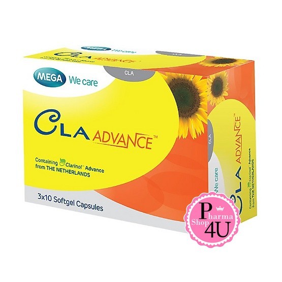 (ซื้อ 3 ราคาพิเศษ) MEGA We Care CLA Advance (1กล่อง/30เเคปซูล) เมก้า วีเเคร์ ซี แอล เอ แอดวานซ์ (ผลิตภัณฑ์เสริมอาหาร) น้ำมันเมล็ดทานตะวัน