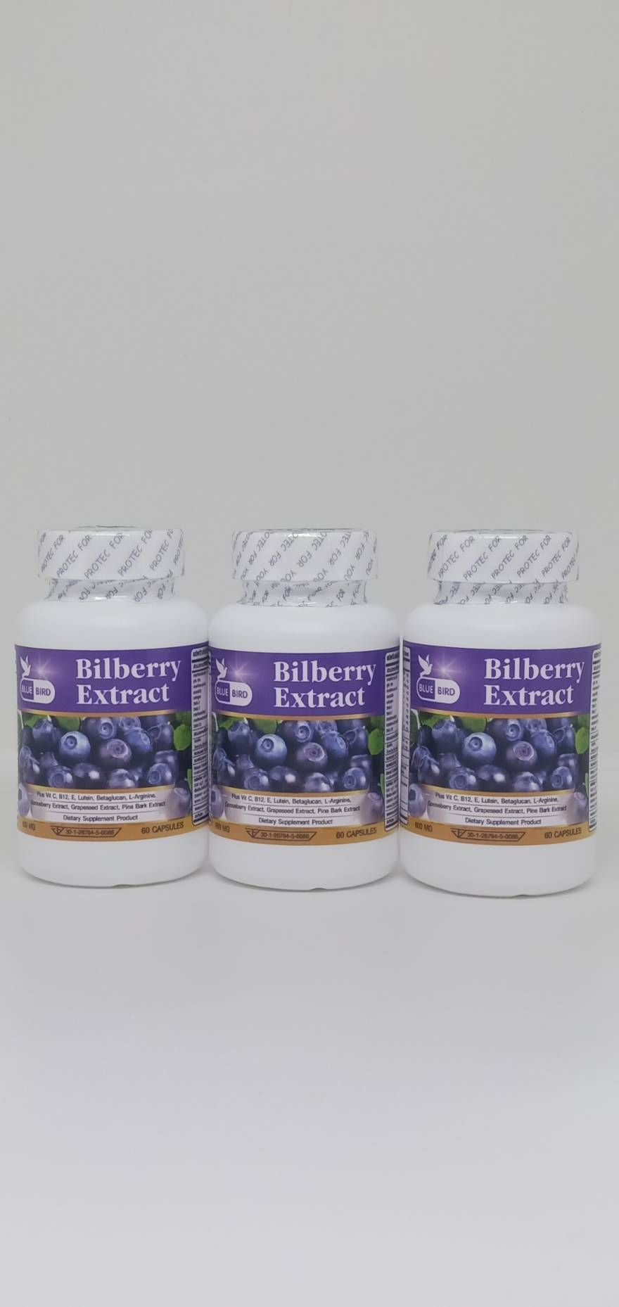 Bilberry Extract Plus สารสกัดจากบิลเบอร์รี่ พลัส ตรา บลูเบิร์ด 600 มก. 60 แคปซูล