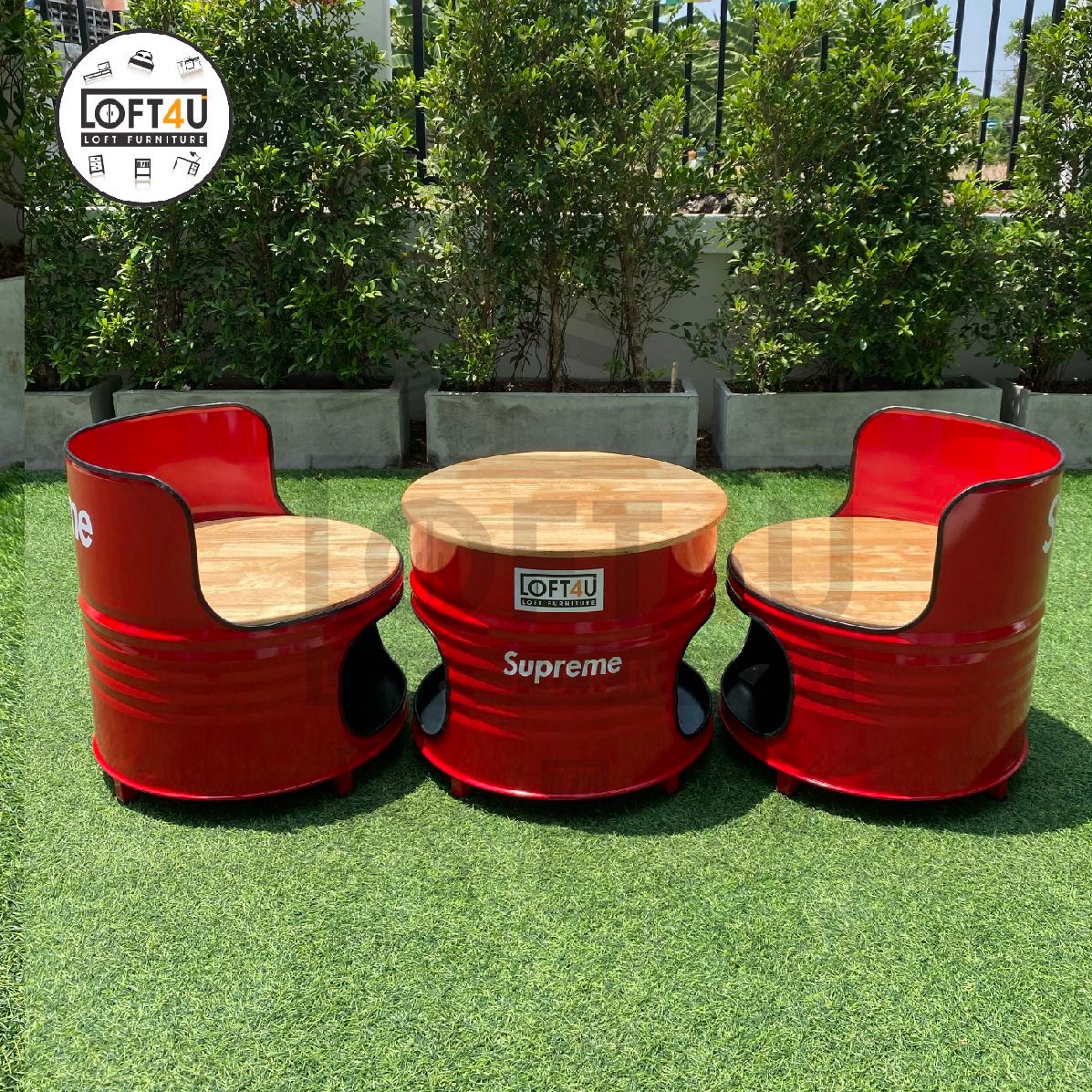 โต๊ะคาเฟ่2ที่นั่ง : Cafe Table Set : wooden cushion / 2 seats