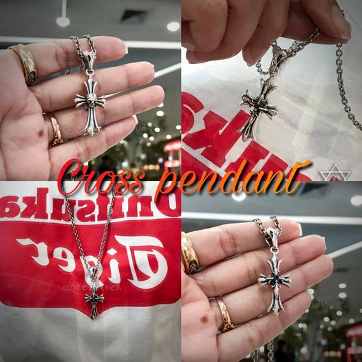 จี้เงินแท้กางเขน กะโหลกและกางเขนฝังนิล CROSS PENDANT 925 STERLING SILVER NSPD2217