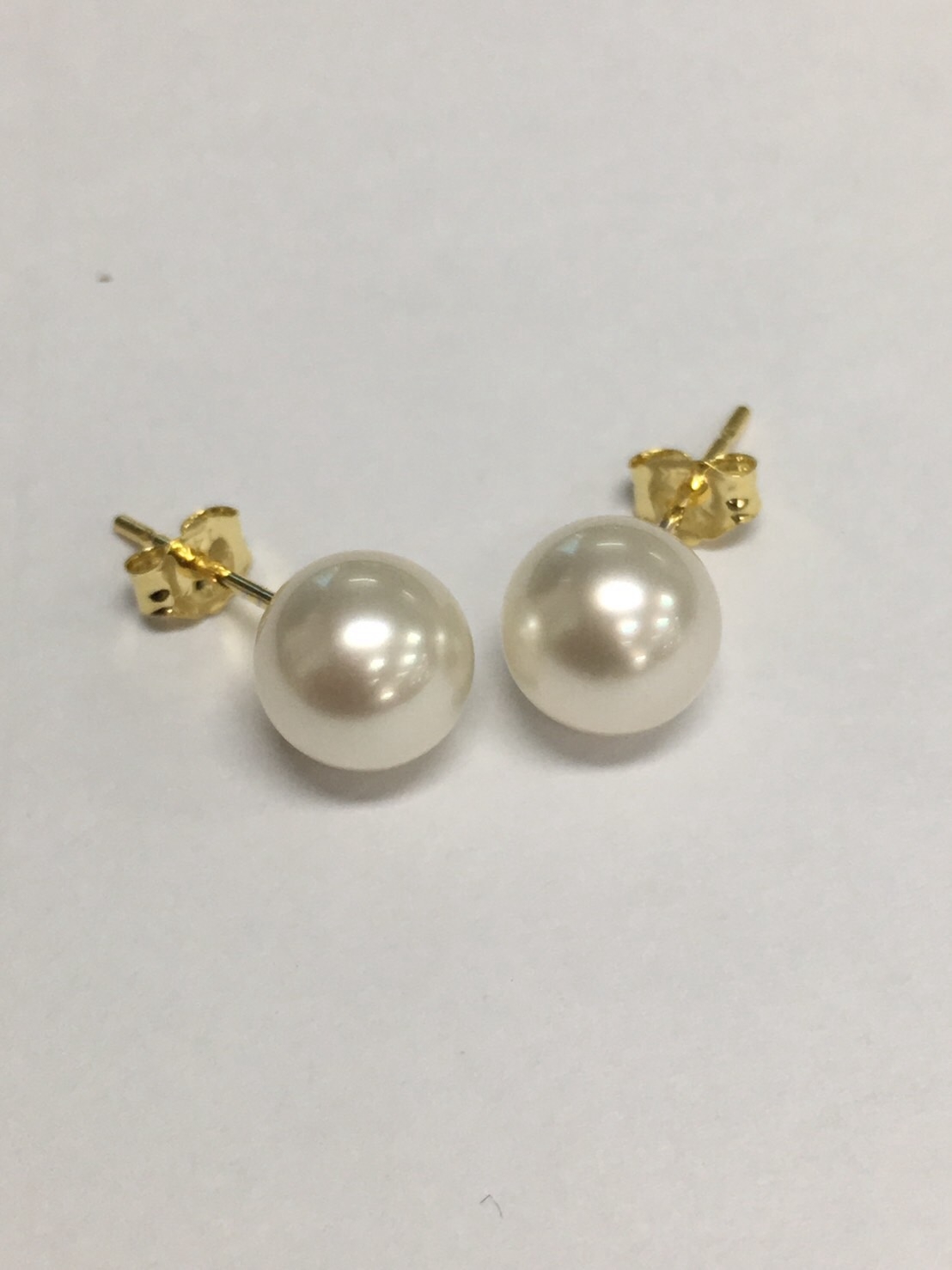 ต่างหูไข่มุกแท้ 7-7.5 มิล กลม ก้านทอง 14k