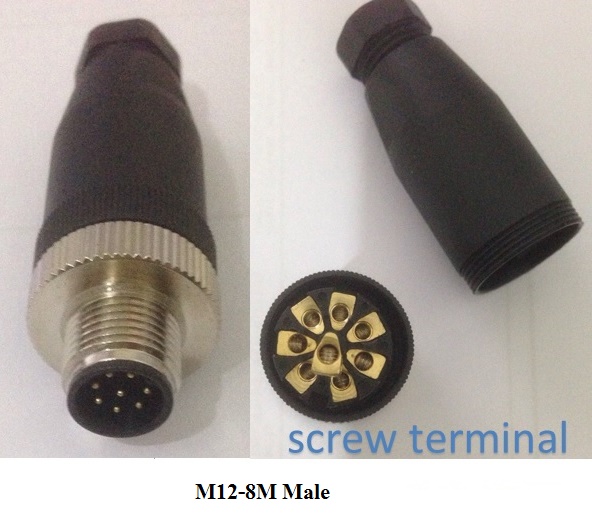 8 pins male M12 cable connector IP67