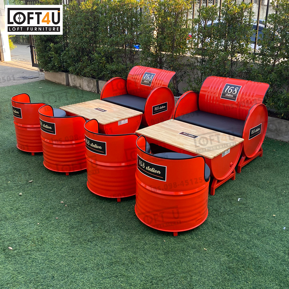 Sofa Table Set : leather cushion / 2-4 seats