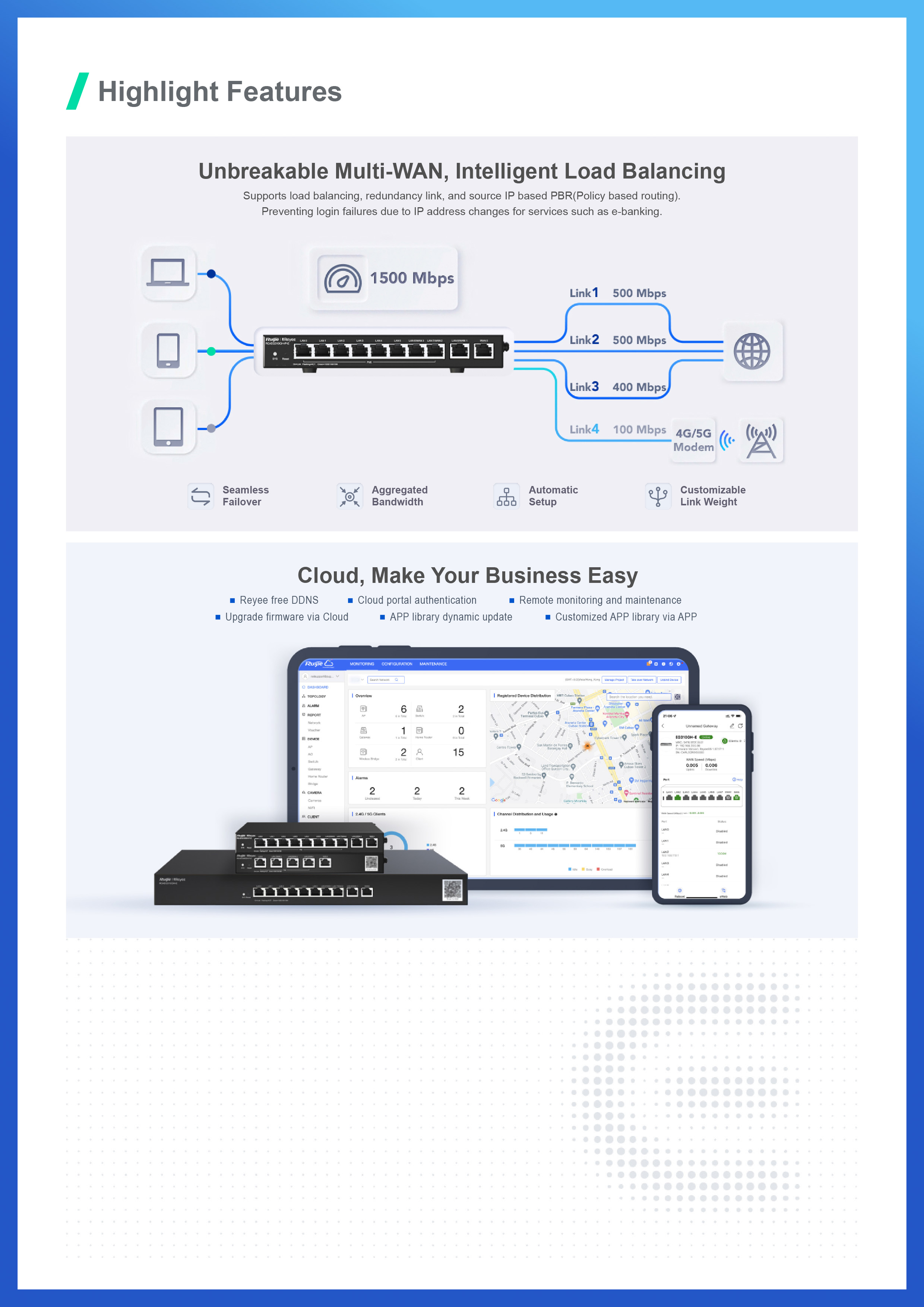 RUIJIE RG-EG310GH-E ROUTER 10Port, 1.5Gbps, 350 User, 64 VPN Tunnels, Multi-WAN BY BILLIONAIRE SECURETECH RG-EG310GH-E