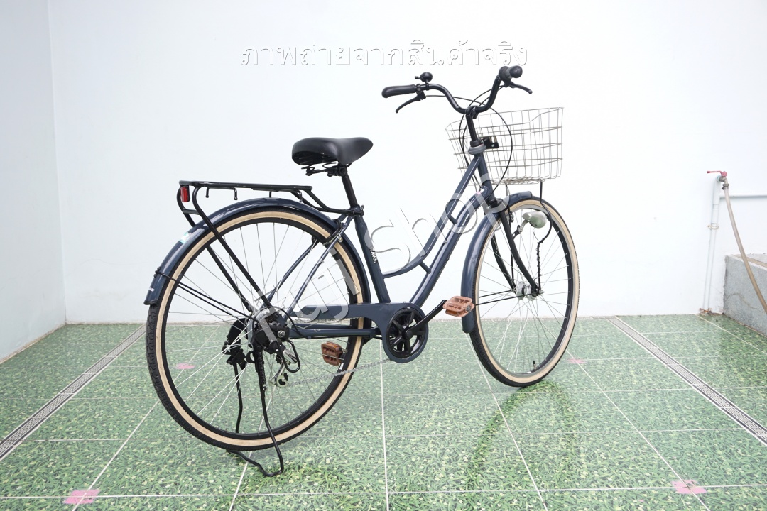 จักรยานแม่บ้านญี่ปุ่น - ล้อ 27 นิ้ว - เกียร์ 6 สปีด - ไฟหน้าอัตโนมัติ - สีน้ำเงิน [จักรยานมือสอง]