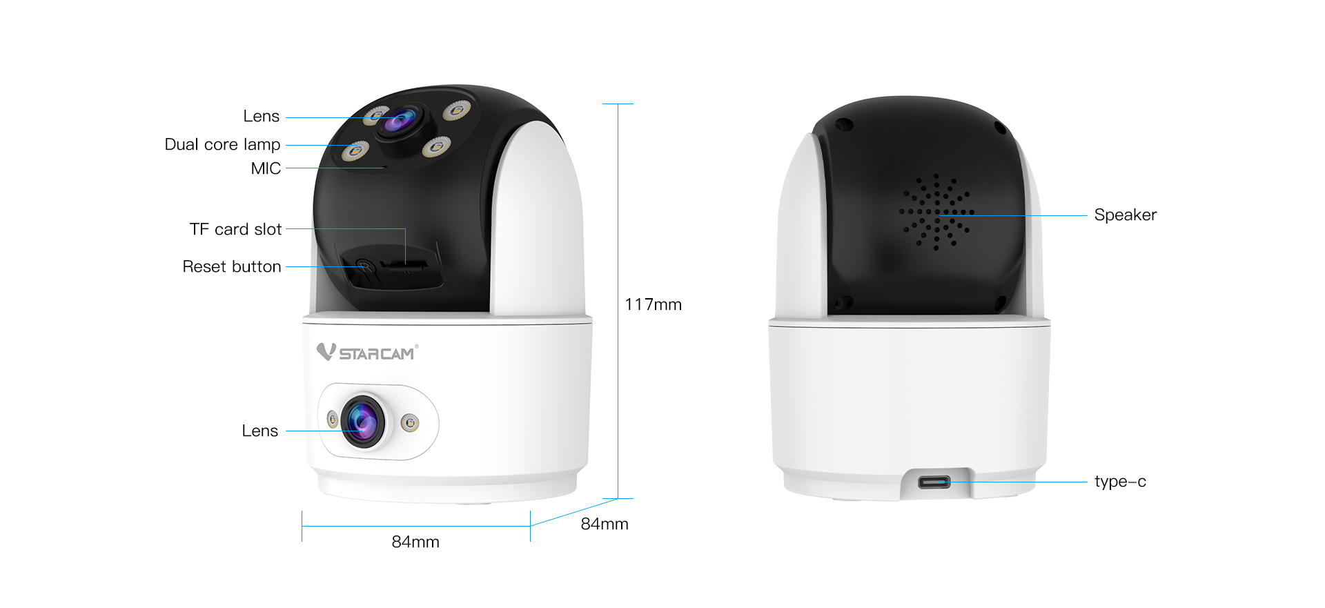 Vstarcam CS996DR กล้องวงจรปิดระบบ IP WIFI 2 MP กล้องเลนส์คู่ (Dual Len) Smart Color Night Vision มีไมค์และลำโพงในตัว BY BILLIONAIRE SECURETECH CS996DR