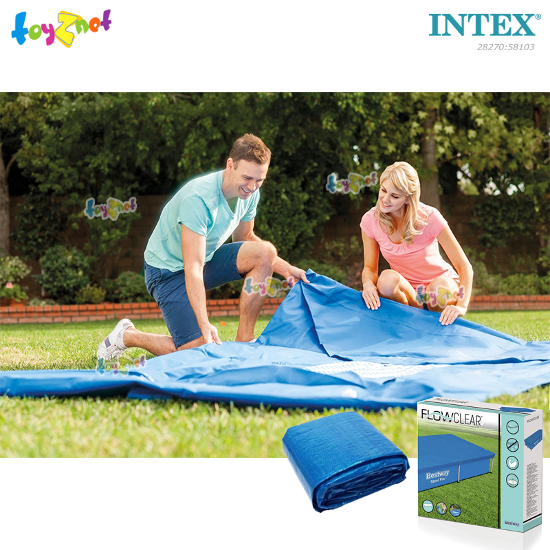 Intex Rectangular Frame Pool 2.2 x 1.5 x 0.6 m no.28270 + Bestway Frame Pool Cover 2.24x1.54 m no.58103