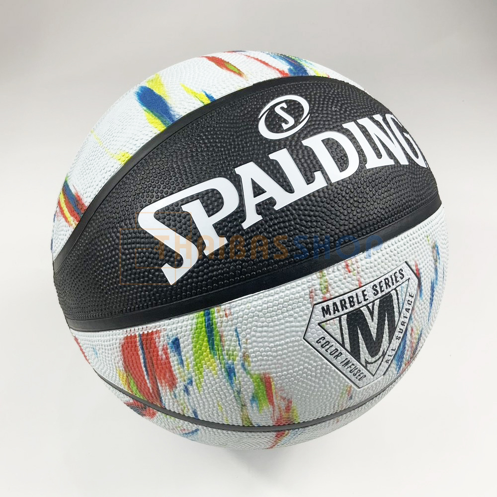 (ของแท้ 100%) บาสเกตบอล ลูกบาส Spalding Marble Series (Black/White Rainbow) บาสเกตบอลยาง เบอร์7