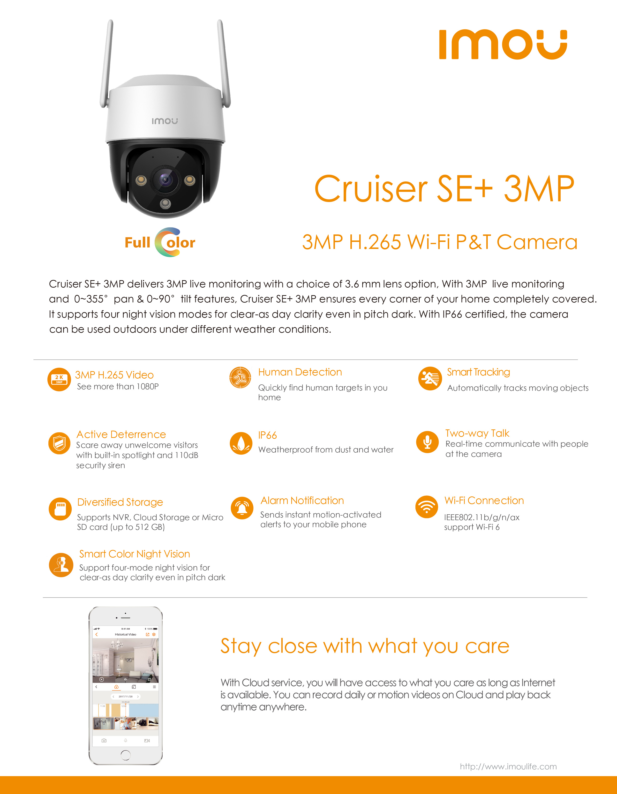 IMOU IPC-S31FEP : CRUISER SE+ 3MP กล้องวงจรปิดระบบ IP WIFI 3 MP มีไมค์และลำโพงในตัว ภาพเป็นสีตลอด 24 ชม. ติดตั้งภายนอกได้ BY BILLIONAIRE SECURETECH IPC-S31FEP