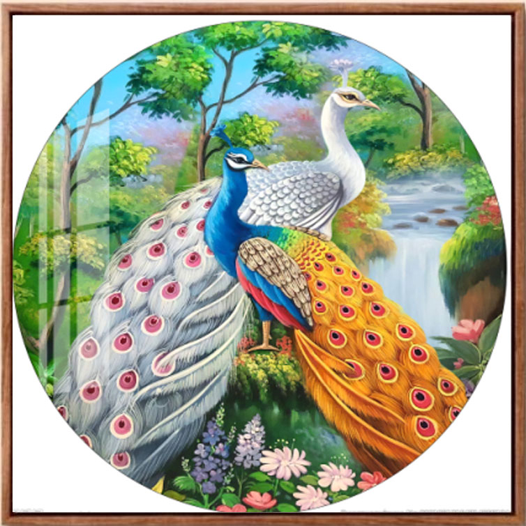 peacock-1002 *พร้อมส่ง* ชุดปักครอสติช ลายนกยูงคู่ในป่าใหญ่ (ปักเต็มผืนผ้า ไม่มีเดินเส้น ผ้า 9CTพิมพ์ลาย ปัก 4 เส้นเล็ก) ขนาด 75*75 ซม.ผ้าครอสติช 9CTพิมพ์ลายปักบนผ้า ไหมคอตตอน 40 สี ผังลาย เข็ม