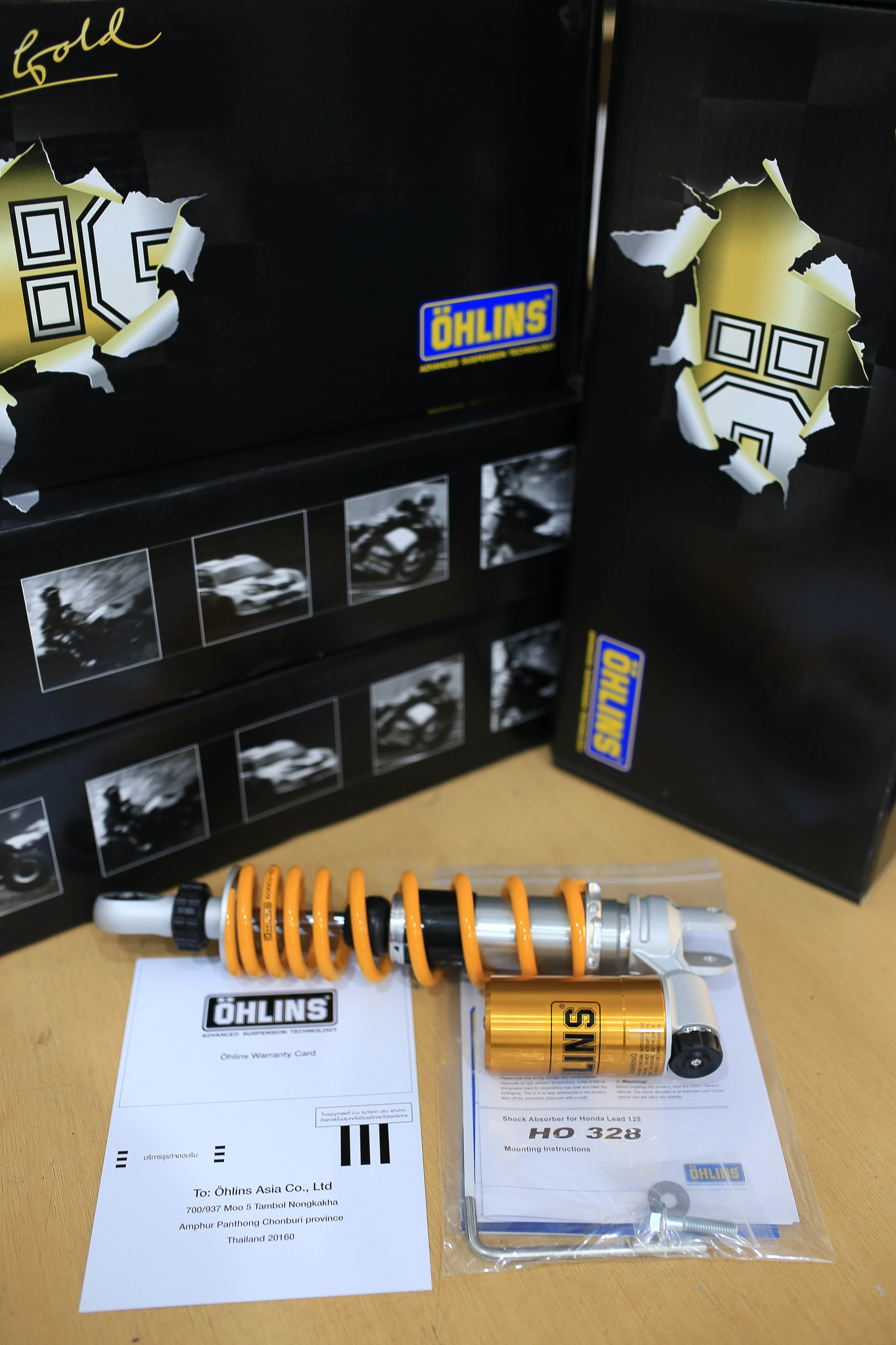 โช๊คหลังOHLINS HO328 (328.5 mm Honda Lead125) Honda Giorno125,Lead125 ราคา13500