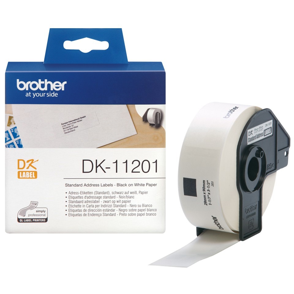 ป้ายสติ๊กเกอร์พิมพ์อักษร BROTHER DK-11201 - 29mm x 90mm