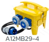 A12MB29-4 กล่องปลั๊กกระจายไฟ 16A 3P=2, 32A 3P=2 IP67 Flang outlet