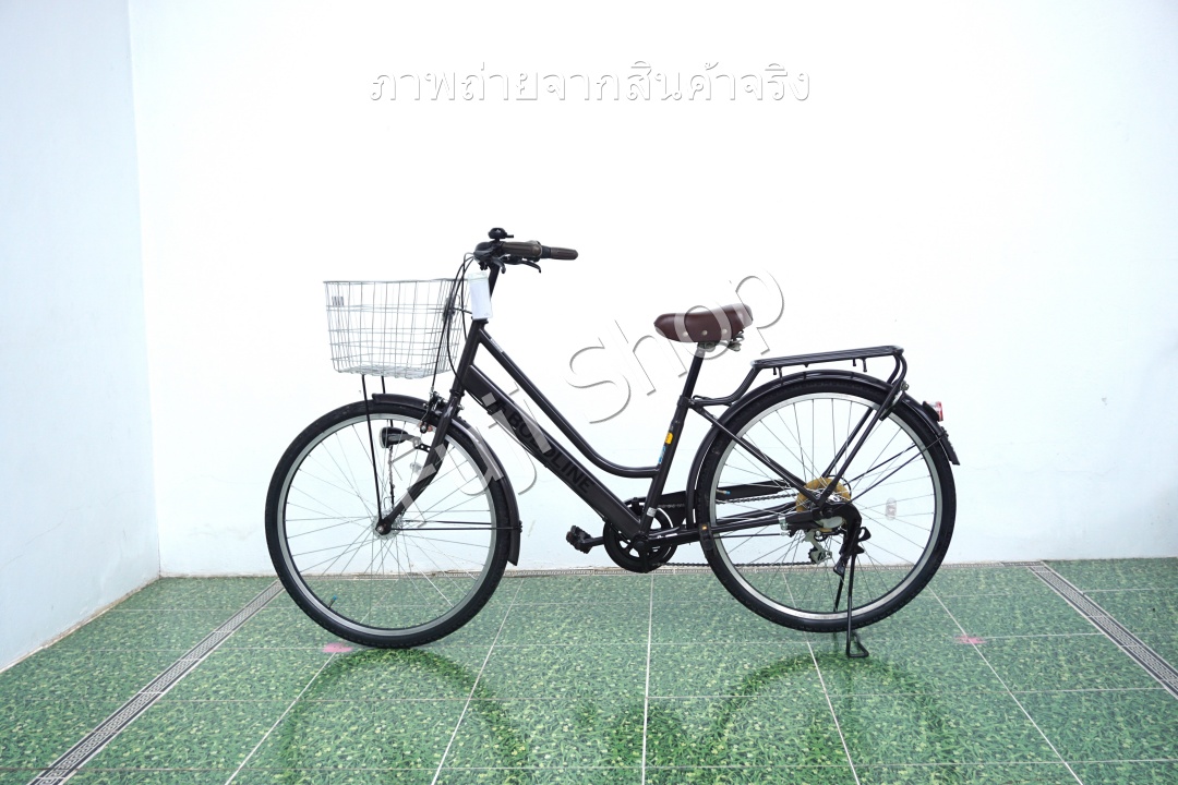 จักรยานแม่บ้านล้อโต ญี่ปุ่น - ล้อ 26x1.75 - เกียร์ 6 สปีด - ไฟหน้าอัตโนมัติ - Boldline - สีเทา [จักรยานมือสอง]