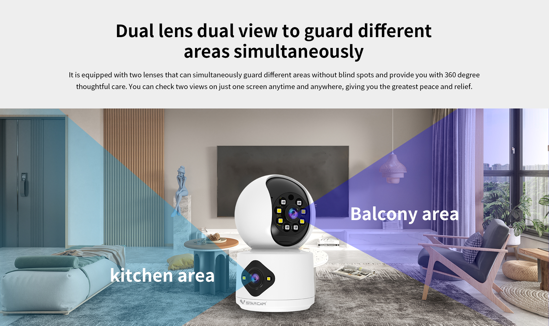 Vstarcam C992DR กล้องวงจรปิดระบบ IP WIFI 2 MP Color Night Vision กล้องเลนส์คู่ มีไมค์และลำโพงในตัว BY BILLIONAIRE SECURETECH C992DR