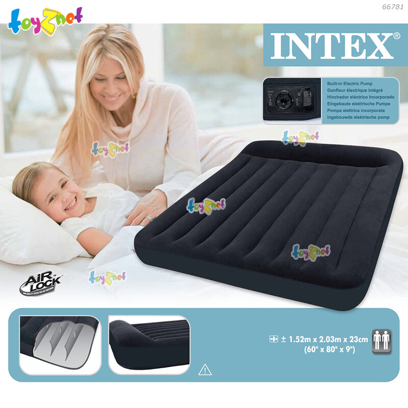 Intex QUEEN Built-in Elec. Pump Pillow Rest Classic Airbed (1.52 x 2.03 x 0.30 M.) No.66781