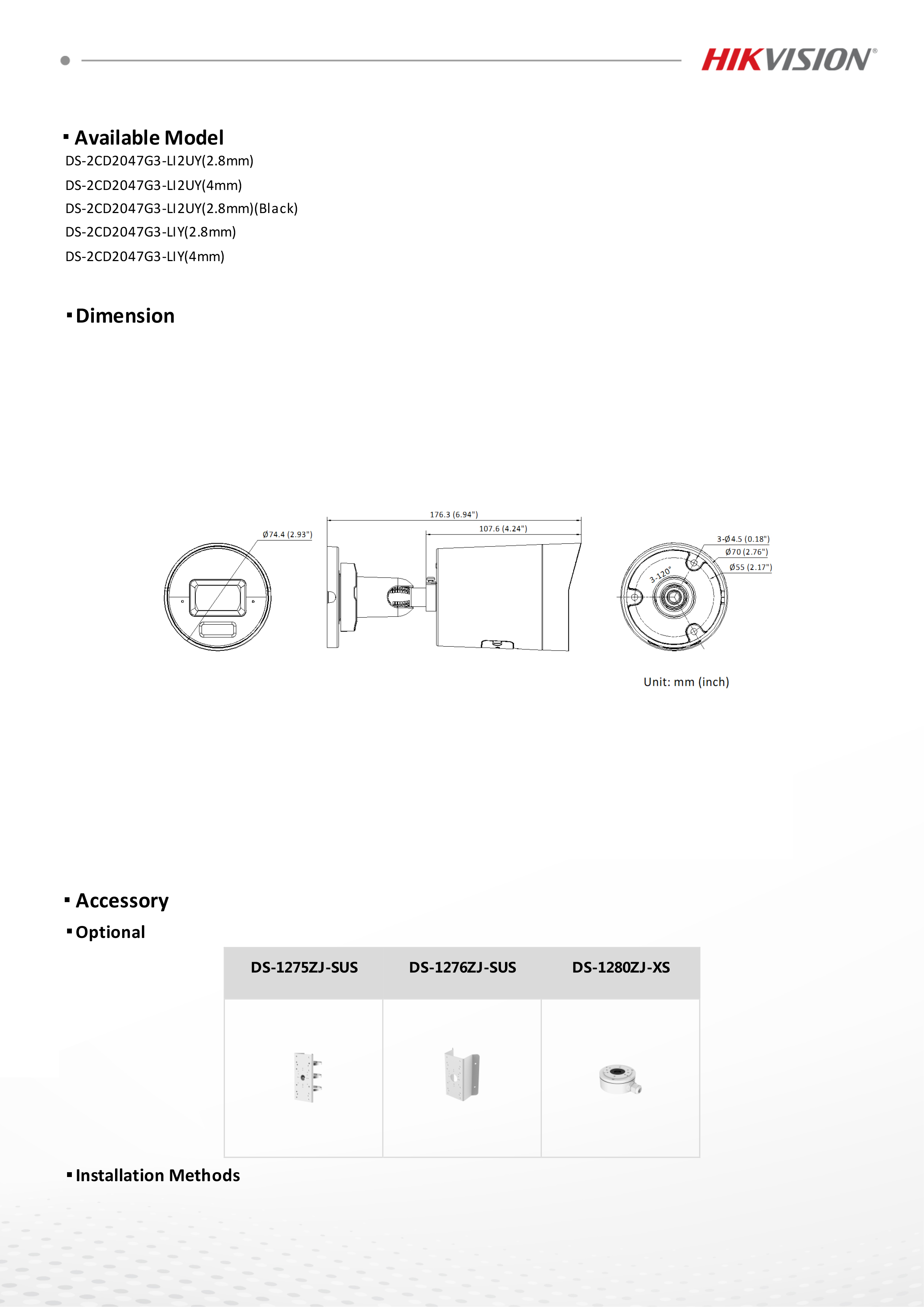 HIKVISION DS-2CD2047G3-LIY (2.8 mm.) กล้องวงจรปิดระบบ IP 4 ล้านพิกเซล Colorvu 3.0, Smart Hybrid Light มีไมค์ในตัว BY BILLIONAIRE SECURETECH DS-2CD2047G3-LIY (2.8 mm.)