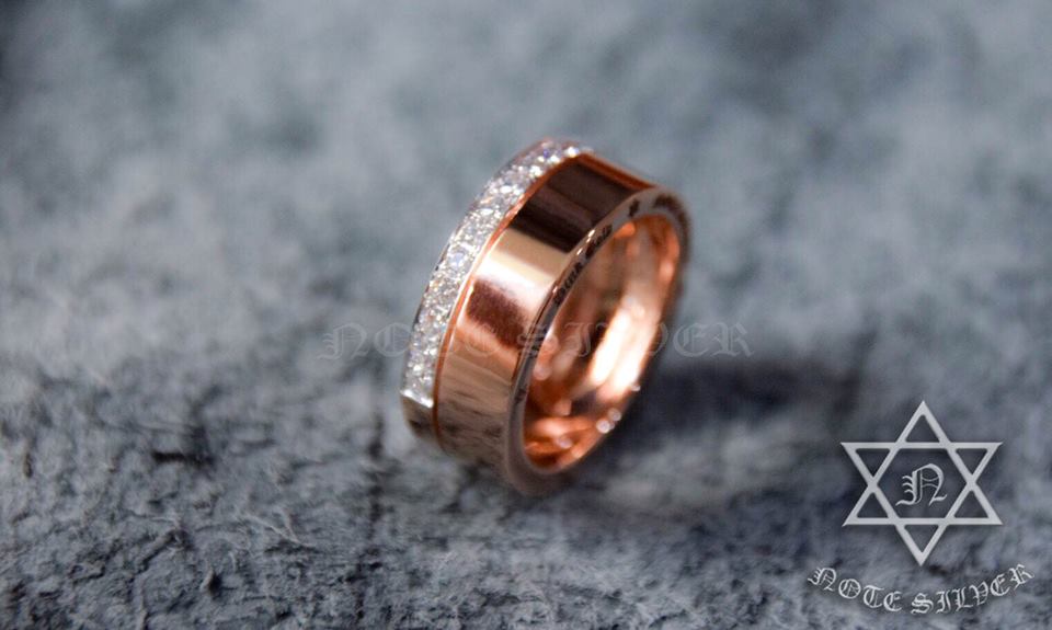 แหวนพิ้งโกลแท้ ฝังเพชร 18 เม็ด 18K Pink/Rose Gold NSPG1756